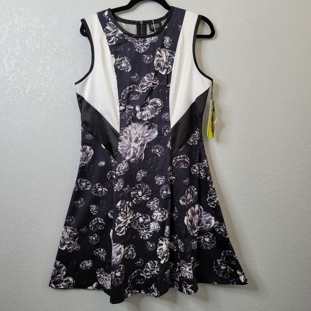 Prabal Gurung for Target black and white cotton fit and flare dress unlined